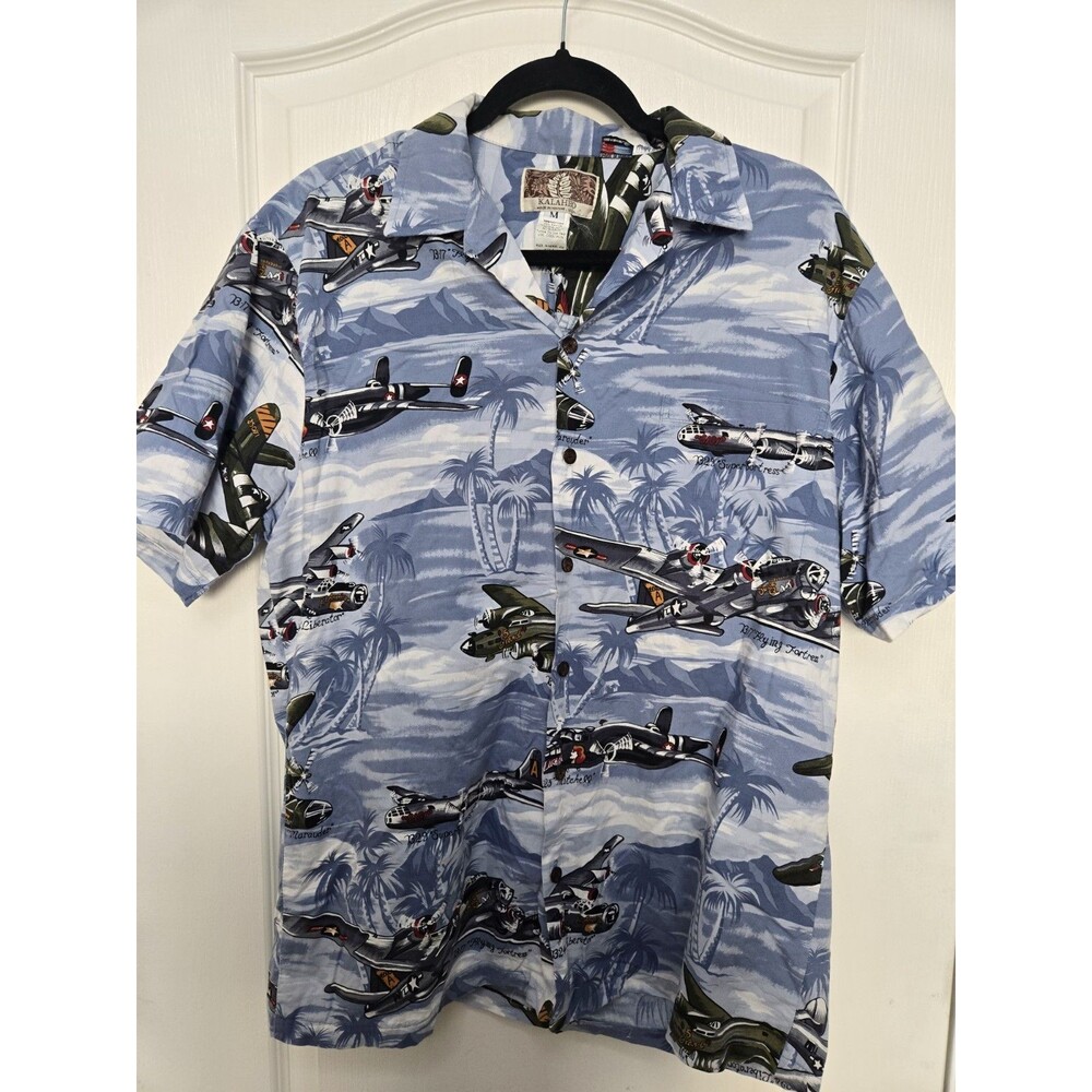 Kalaheo Hawaiian Shirt Men’s Medium WWII Flying Fortress Bomber B29 B24 B25 B26